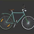Turquoise Bicycle With Orange Seat Sleek Design And Mirror Reflection On Dark Surface