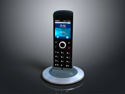 Sleek Cordless Electronic Phone With Digital Display Keypad And Charging Base 3d model