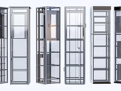 Modern Elevator Designs With Glass Panels And Metal Frames Contemporary Styles 3d model