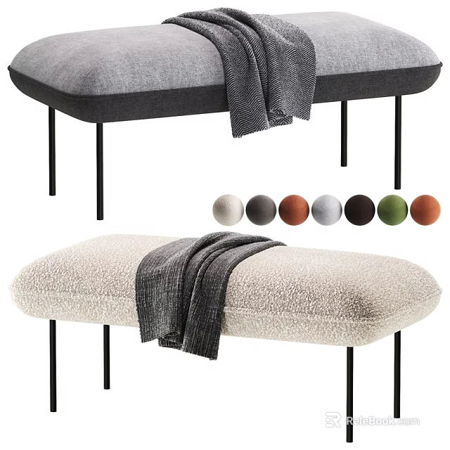 Modern Upholstered Sofa Bench With Slender Metal Legs Multiple Color Options For Home Interior Decor 3d model 