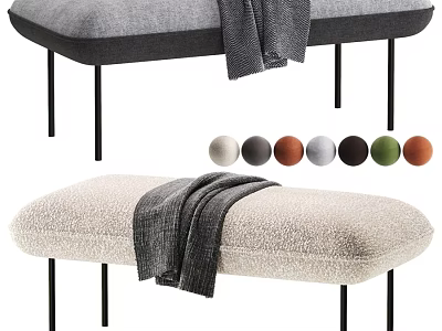 Modern Upholstered Sofa Bench With Slender Metal Legs Multiple Color Options For Home Interior Decor 3d model