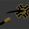 Traditional Japanese Katana With Red Scabbard And Gold Decorative Accents