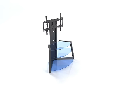 Modern Bedside Table With Black Frame And Blue Glass Shelves Design 3d model