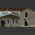 Traditional House Exterior With Brown Tile Roof Stone Wall And Side Mural Design