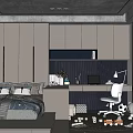 Cozy Tatami Bedroom Interior With Built in Cabinets Study Desk And Soft Lighting