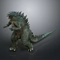 Godzilla Monster 3D Model With Spiked Back Sharp Claws And Standing Posture 3d model