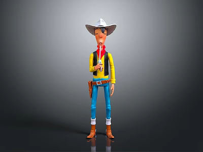 Cartoon Cowboy Themed Straw Cup Featuring White Cowboy Hat Red Scarf And Yellow Shirt 3d model