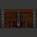 Vintage Wooden Chest With Blue Metal Straps Brass Rivets And Rustic Brown Finish