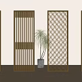 Modern Room Dividers With Various Geometric Patterns And Slatted Designs For Interior 3d model