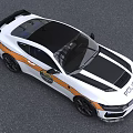 Functional Modern Police Car With White Body Black Stripes Red Blue Lights And Sporty Design