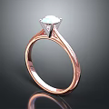 Elegant Rose Gold Ring With Solitaire Diamond And Shiny Polished Band