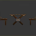 Wooden Slatted Table And Bench Set With Sturdy Structure For Indoor Outdoor Use