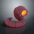 Pink Segmented Worm Like Creature With Glowing Luminous Tail On Dark Background 3d model