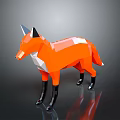 Low Poly Fox Sculpture With Orange Fur Black Legs And White Underbelly Design