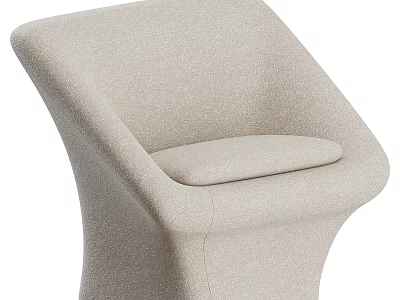 Beige Fabric Single Sofa With Modern Curved Design And Comfortable Seat 3d model