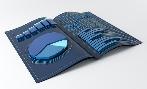 Modern chart data analysis table 3d model