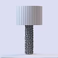 Elegant Table Lamp With Square Linen Shade And Textured Silver Base For Home Decor 3d model