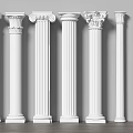 Classical White Roman Columns Featuring Various Architectural Styles And Decorative Details 3d model
