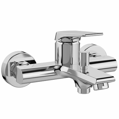 Wall Mounted Chrome Plated Modern Water Faucet With Single Handle Design 3d model