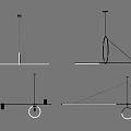 Various Modern Pendant Lights With Linear Circular And Triangular Shapes 3d model