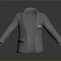 Elegant Gray Men's Blazer With Open Front And Decorative Pocket Accessory