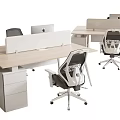 Modern Office Desk Setup with Ergonomic Chair Computer Monitor and Drawer Storage