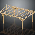Wooden Pergola Frame Structure With Roof Beams And Support Columns Design