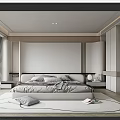 Minimalist Bedroom Interior Design With Platform Bed Headboard Wall Window Blinds And Round Rug