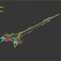 Fantasy Character Weapon With Blue Dragon Head And Intricate Ornate Details