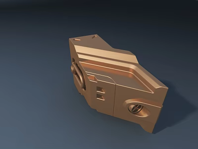 Golden Metal Door Handle With Modern Design Sleek Structure And Mounting Holes 3d model