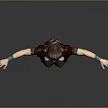 3D Character Woman With Arms Outstretched In Decorative Green Top Red Accents Black Pants Boots