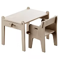 Light Wood Kids Table with Drawer and Matching Chair Simple Wooden Design