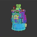 Blue Industrial Mechanical Equipment Featuring Complex Components And Metal Pipes