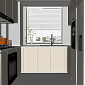 Modern Kitchen Interior With Light Colored Cabinets Blinds And Stainless Steel Appliances