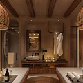 Beauty Hair Salon Relaxing Spa Interior With Wooden Walls Bathtub And Candles