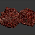 Natural Red Crystalline Mineral Specimens With Irregular Shapes On White Background