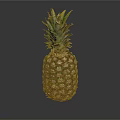 Fresh Ripe Pineapple With Green Leafy Top On Dark Reflective Surface