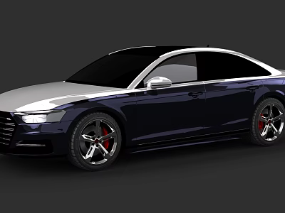 Sleek Blue And Black Modern Sedan With Silver Wheels Red Brake Calipers 3d model
