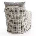 Single Sofa With Woven Armrest Light Gray Fabric And Brown Cushion 3d model