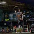 Industrial SciFi Room Interior With Hanging Posters And Decorative Wall Hangings