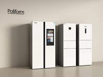 Poliform White Refrigerators And Freezers With Modern Sleek Design And Different Styles 3d model