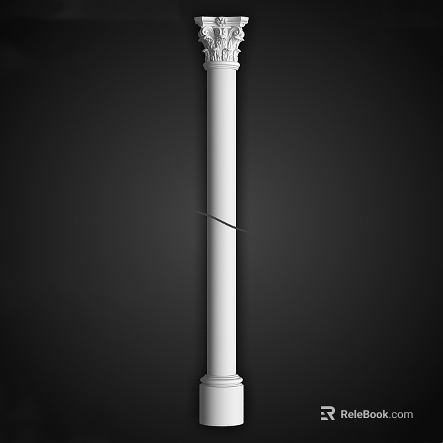 Classical White Roman Column With Intricate Capital Design Standing On Dark Background 3d model 