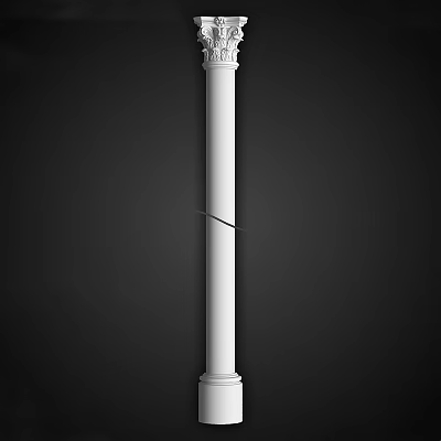 Classical White Roman Column With Intricate Capital Design Standing On Dark Background 3d model