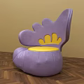 Unique Purple Single Chair With Petal Shaped Backrest Yellow Seat And Wooden Floor