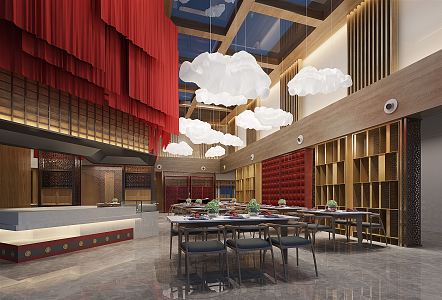 New Chinese Restaurant Hotel Morning Restaurant 3d model