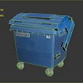 Blue Plastic Wheeled Trash Bin With Lid For Household Waste Disposal