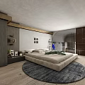 Modern Loft Living Room With Curved Sofa Round Tables And Staircase