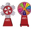 Lucky Draw Wheel Photo Check In Spot With Colorful Sections And Red Snowflake Design