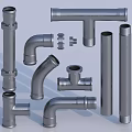 Various Metal Pipe Fittings Including Elbows Tees Straight Pipes and Connectors
