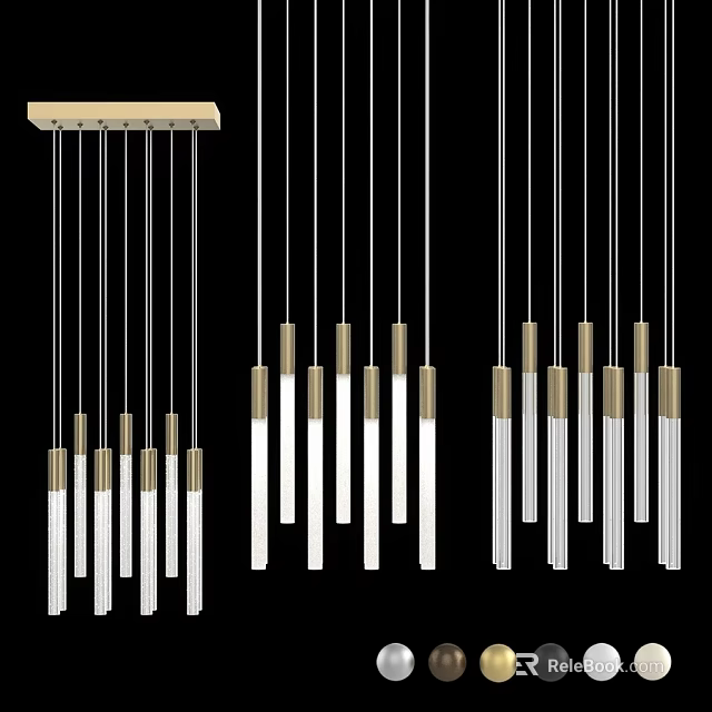 Modern Chandelier Design With Multiple Metal Frames And Glass Pendant Lights 3d model 